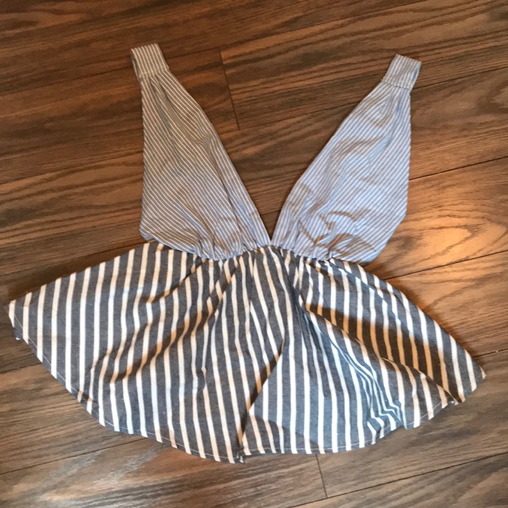 Stripped Backless Peplum Top